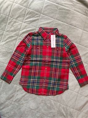 Janie and Jack Red and Green Plaid Button-Down Shirt